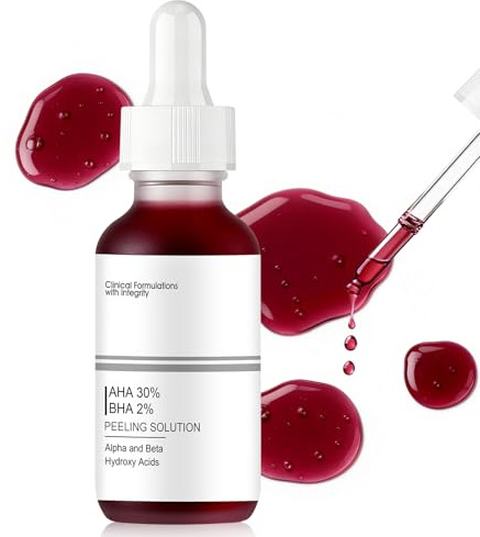 AHA 30% + BHA 2% Peeling, Fruchtsäurepeeling, Chemisches Peeling Gesicht, Esfoliante Viso, Sanftes Peeling, Reinigt Die Poren, Reduziert Feine Linien und Fältchen, Hellt Den Hautton Auf, 30ml