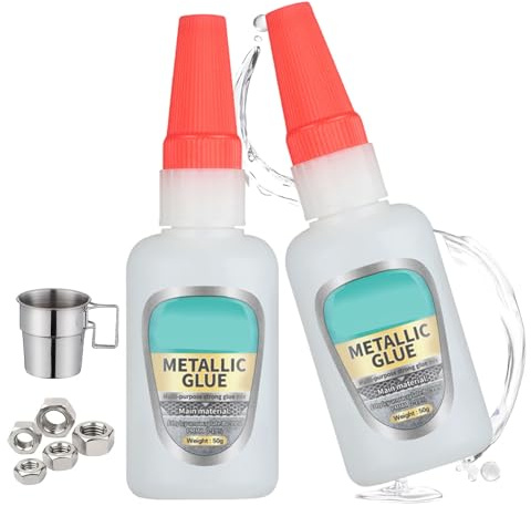 Colla Metallo,50g*2pc Colla per Metallo Extra Forte,Collas Super Forte per Metalli,Collas Istantanea per metall,Super Glue per metall,per Acciaio Inox,Alluminio,Tubi Metallici