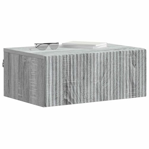 vidaXL Wandmontierter Nachttisch 2 pcs Graues Sonoma 49 x 34,5 x 20 cm, Aufbewahrung fürs Wohnzimmer, Vintage-Stil, platzsparender Wandschrank, stylische Wohnorganisation