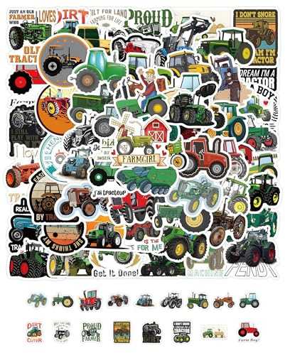 WUNZILO 60 Stück Traktor Sticker,Traktor Aufkleber,Wasserfeste Aufkleber, Bagger Sticker, Sticker Fahrzeuge, Sticker Traktor, Auto Sticker für Koffer Auto Skateboard Laptop Scrapbook DIY