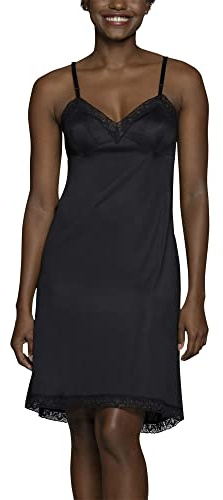 Vanity Fair Women's Rosette Lace Full Slip 10103, Midnight Black, Size 34, 22 Inch