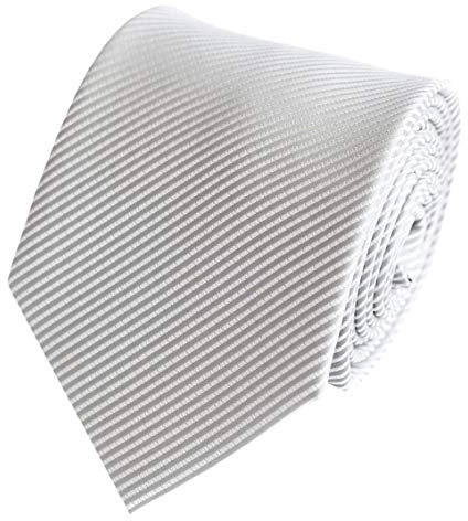 Fabio Farini - Herren gestreifte Krawatte in 8cm Breite, Schlips klassisch Robuste Pflegeleichte Mikrofaser für Anlässe wie Hochzeit, Beerdigung, Konfirmation oder Business Gestreift Weiß Textur