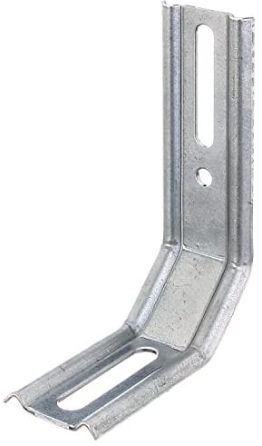 Alberts 341374 Equerre réglable | Fois 45°, gaufrée, avec Trou Oblong | Galvanisée sendzimir | 50 x 30 x 80 mm | Set de 25 pièces Support, Gris