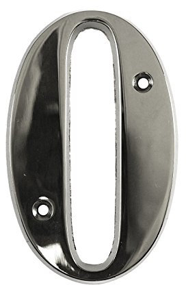 Beautiful 3 Inch Bevelled Edge Polished Chrome Door Number 0 - Screw Fix Silver Front House Number 0