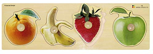 Doron Layeled E72515690, Giant Photographic Wooden Peg Puzzle-Fruit