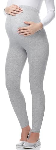 Be Mammy Lange Umstandsleggings aus Viskose Leggings Blickdicht Damen, Maternity Clothing, Ideal für die Schwangerschaft BE-02 (Melange, M)