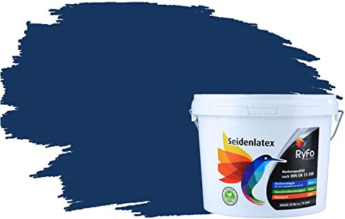 RyFo Colors Seidenlatex Trend Blautöne Marineblau 3l - bunte Innenfarbe, weitere Blau Farbtöne und Größen erhältlich