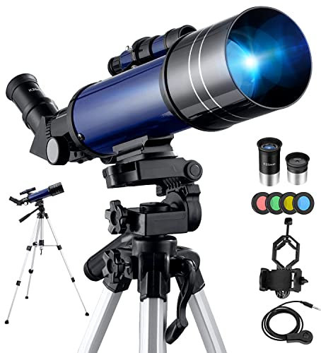 400/70 Telescopio Astronomico Professionale Regalo Natale/Compleanno per Bambini Principianti Adulti Ottica Telescopi con Adattatore Telefonico Filtro lunare e Zaino