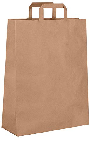 Dila GmbH 50 Stück Recycling-Papiertüten braun, Papier, braun, 32 x 12 x 40 cm