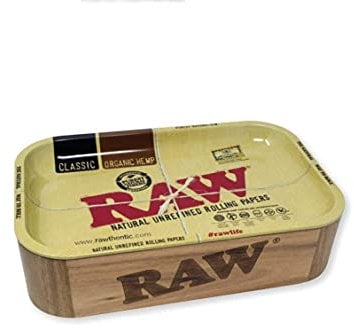 RAW 18870 Cache BOX-28,0 x 17,5 x 7 cm-Wooden Box mit Magneten und Metal Tray als Deckel, Holz, Braun