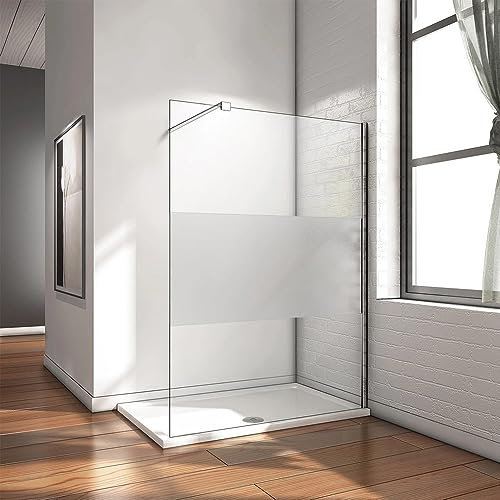 Walk In Dusche Begehbare Duschwand Glas Duschabtrennung Duschtrennwand Glastrennwand Glaswand mit NANO-Beschichtung halbmatt Mittelteil 140cm