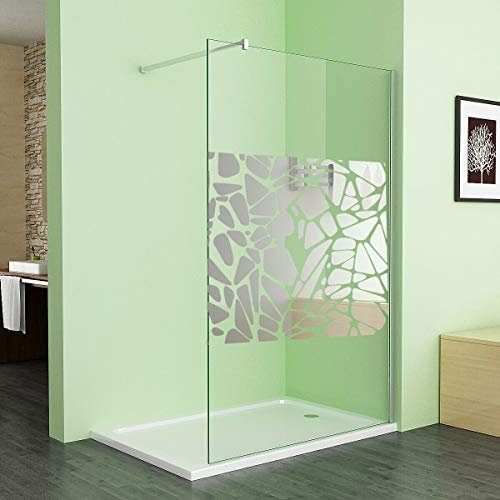 Duschabtrennung Walk in Dusche 100 x 195 cm Duschwand Duschtrennwand 8mm ESG NANO Glas mit schutzfolie