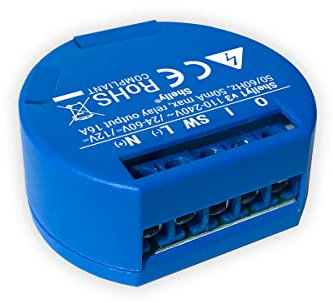 Shelly 1V3 Interruttore Relè Wireless per Automazione Domestica, per Spegnere ed Accendere Punti Luci, Piccole Dimensioni, Comandi Vocali Amazon Alexa, Google Home e MQTT, 1 W, new, Blu