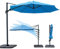 paramondo parapenda Plus Ampelschirm Ampelsonnenschirm, 360° Schwenkbar, Axiale Neigung, Kurbelbedienung, Stahl-Standkreuz und Gestell in Anthrazit, Rund, Blau, Ø 3,5 m