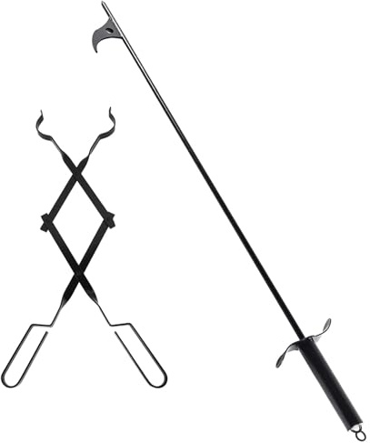 36 Fireplace Tongs & 40 Fire Pit Poker for Outside, Log Grabber Fire Pit Accessories, Fireplace Tools for Indoor/Outdoor, Camp Fire Wood Stove