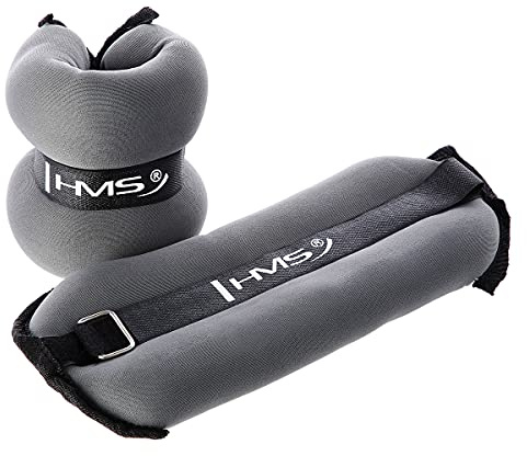 HMS OB05 Gray 2 x 2 kg Gewichte für Arme und Beine aus Neopren mit Klettverschluss, 2 Stück