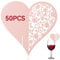 HERCHR 50 Stück Herzform Tischkarten Platzkarten Namenskarten für Weinglas, Hochzeit, Tisch, Dinnerpartys, Sitzkarten(Rosa)