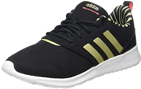 adidas Damen QT Racer 2.0 Running Shoe, Core Black/Sandy Beige Metallic/Acid Red, 40 EU