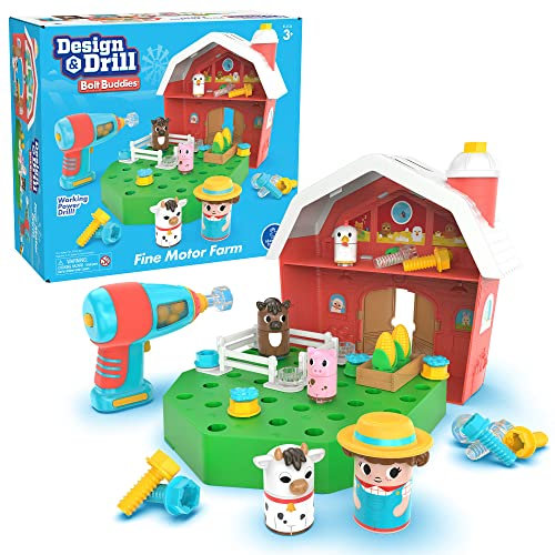 Learning Resources Fienile Bolt Buddies Design & Drill, Set da Gioco basato sulla Fattoria con Fattore, Giocattoli da Costruzione STEM Gioco per l’età prescolare, dai 3+, Multi, 4134