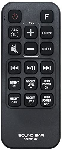 AKB74815331 Replacement Remote Control Fit for LG Sound Bar SH4 (SH4, SPH5B-W) SHC4 (SHC4, SPH5B-W) SH4D (SH4D, SPJ4B-W) SJ3 (SJ3, SPJ4BM-W) SJ4 (SJ4, SPJ4B-W)
