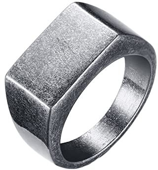 Beydodo Ringe Edelstahl Männer mit Gravur, Herren Ring ohne Stein 8MM Siegelring Freundschaftsring Altes Silber Ring Personalisiert Gr.62 (19.7)