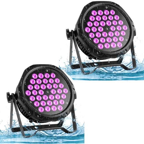 PUZILOZA 2PCS 108W LED Par Strahler IP65 Wasserdichte, RGB 36 LED Bühnenlicht Outdoor D MX 3/7CH, Discolicht Partylicht für Regentage Events DJ Show Party Festivalauftritte Halloween Weihnachten