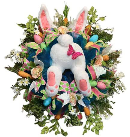 Kranz Ostern,frühlingskranz,Ostertürkranz, 50 cm Osterdekoration Ostertür Hängende Dieb Hase Butt Ohren Füße Kranz Girland