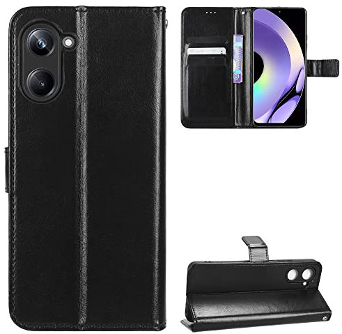 BellaCase Oppo Realme 10 Pro Coque [Étui Portefeuille] [Fonction Support] [Slots pour Cartes] [Couverture à Rabat Magnétique] Compatible avec Le Smartphone Oppo Realme 10 Pro(Noir)