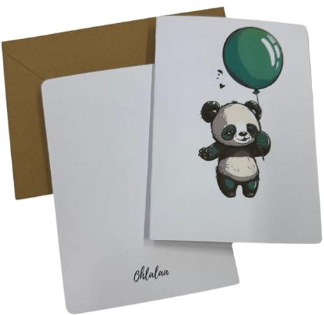 Hochwertige Geburtstagskarte mit Pandamotiv. Klappkarte zum Geburtstag, Glückwunschkarte, ideal für Kinder. (Panda)