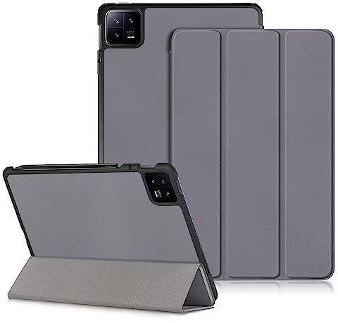 DINGGUAGUA Etui Coque Housse de Protection pour Xiaomi Mi Pad 6/Mi Pad 6 Pro 11 Pouces Tablette 2023 Tri-Fold Smart Folio Tablet Case with Auto Wake, Gris