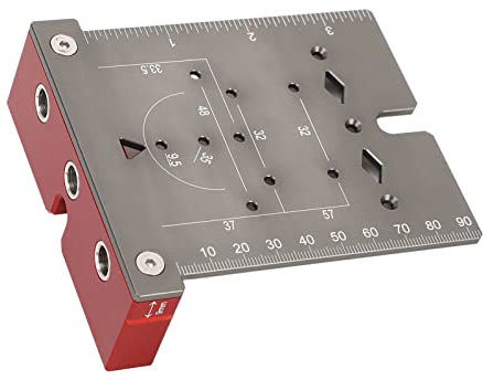 Localisateur de Guide de Perçage de Trou de Charnière Gabarit de Montage de Charnière de Porte D'armoire en Alliage D'aluminium pour le Perçage du Bois (L, 60x60x28cm / 23.6x23.6x11.0in)