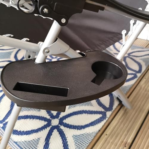 Samuel ALEXANDER Set of 2 Black Plastic Cupholder Side Tray for Garden Gravity Chairs