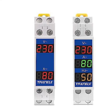 Din Rail 18mm Voltage Current HZ Meter AC 80-500V 110V 220V 380V 100A Modular Voltmeter Ammeter LED Indicator Digital Volt Tester with CT (V+A+HZ)
