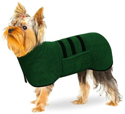 BASVII Hundebademantel aus Mikrofaser, Bademantel Hund Extra SaugfäHig und Schnell Trocknendes mit Klettverschluss und Verstellbarem Schrumpfband, für Große Mittel und Kleine Hunde