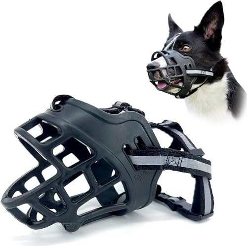 Hundemaulkörbe für große Hunde, Hundemaulkörbe für mittelgroße Hunde, verstellbarer, atmungsaktiver Maulkorb für Haustiere mit reflektierendem Streifen, um Beißen, Bellen und Kauen zu verhindern (XL)
