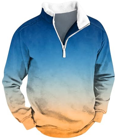 KONG JIMFAN Hoodie Und Jacke Herren Winter Wanderhemd Herren Langarm Herren Winter Pullover Herren Trainingsanzug Herren Hoodie Blau Strickjacken Pufferjacke Herren Anzug Kariert(Orange,M)