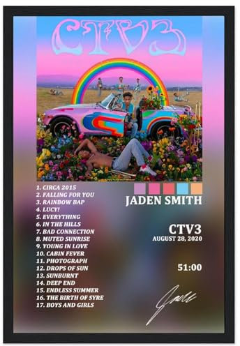 klouds Jaden Smith Album CTV3 Tracklist-Poster, dekorativ, gerahmt, Leinwandposter, Wandkunst, Raumdekoration, modernes ästhetisches Poster, 20 x 30 cm
