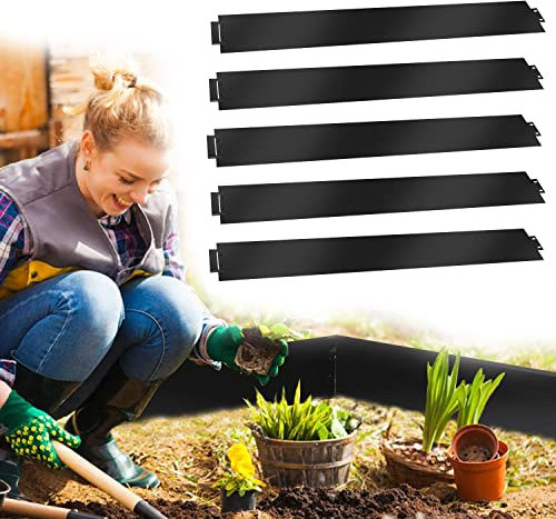 Jiubiaz Rasenkante aus Metall 5m 10m 15m 20m 30m 40m 50m 100x15cm oder 100x18cm Beeteinfassung Beetumrandung, Rasenbleche Mähkante Palisade (Länge 5m - Höhe 15cm)