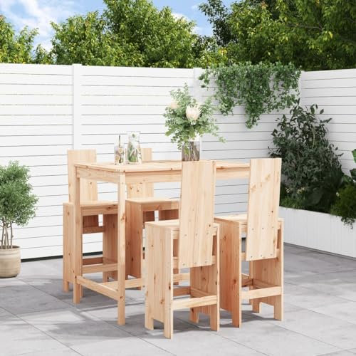 ULUYYUC 5-TLG. Gartenbar-Set, Gartenbank Gästebett Gartenmöbel Set Eckbankgruppe Geeignet für Außenbereich Garten Hinterhof Balkon Massivholz Kiefer