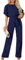 Odizli Jumpsuit Damen Elegant Schick Kurzarm Sommer Overall Frauen Hochzeit Festlich Hochzeitsgäste Business Hosenanzug Formal Party Geschäft Lang Playsuit Romper Große Größen Dunkelblau M