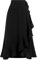 Odizli Wickelrock Damen Midi Rock Sommerrock Elegant High Waist Rüsche Vokuhila A-Linie Swing Midirock Faltenrock Sommer Lang Maxirock Festlich Hochzeit Hochzeitsgast Röcke Schwarz L