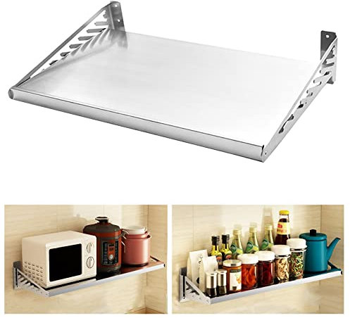 XYMJT Estante de Almacenamiento para microondas para Colgar en la Pared, Soporte para Horno de microondas, Panel extraíble, Soporte de Cocina de Acero Inoxidable, Estante para Colgar oll