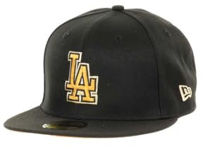 New Era Los Angeles Dodgers MLB Black Panama Tan 59Fifty Basecap - 7 1/8-57cm (M)