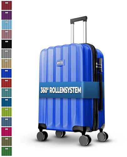 MY TRAVEL BAG Hartschalen-Koffer Trolley ABS Reisekoffer 4 Zwillingsrollen (Handgepäck-Mittel-Groß-Set) + 5cm Dehnungsfuge (Königsblau, Großer Koffer (75cm))