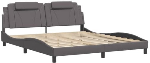 vidaXL Bettgestell, Bett Viana ohne Matratze, Bettrahmen mit Lattenrost, Doppelbett für Schlafzimmer, SchlafzimmerBettgestell Grau 180x200cm Kunstleder