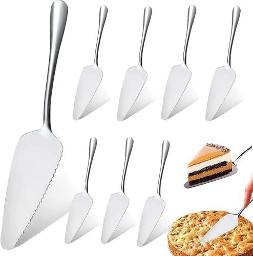 JOLIGAEA Pala para Tartas, 10 Piezas Pala Pastel de Acero Inoxidable, Pala para Servir Tartas con Sierra, Pala de Corte de Pizza para Bodas, Cocina, Comedor, Fiestas, Plateado