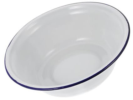 PRETYZOOM Thickened Enamel Soup Bowl Retro Design White Enamel Bowl for Kitchen Use