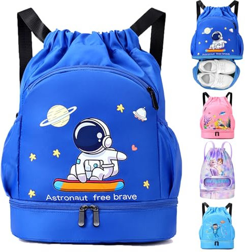 AUNGKWANG Mochila Playa Chico Astronauta, Impermeable, Saco de Gimnasia, Adecuado Para Deporte, Camping, Playa, Piscina