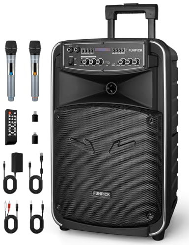 Système de Sono Portable avec 2 Microphones sans Fil, 12 Enceinte Karaoké, Haut-Parleur PA Bluetooth Professionnel pour Les réunions, l'extérieur, Les salles de Classe, FM/Line in/TWS/USB