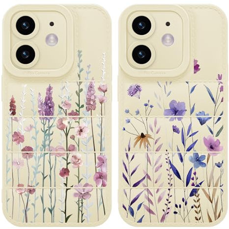 Yoedge 2 Pezzi Puffer Cover per iPhone X/iPhone XS 5,8, Soft Touch Leggero Morbida TPU Custodia in Silicone Antiurto Antigraffio Protettiva Case con Disegni per Donne Ragazze per iPhone XS, Fiore 3